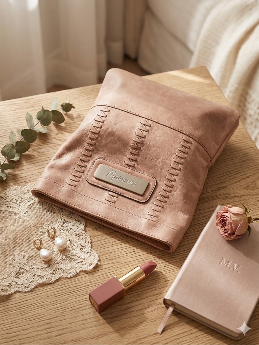 Marciano Angelique Foldover Blush‎ Pink / Dusty Rose Hand Clutch